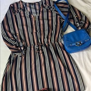 Stripped Casual navy and pink dress